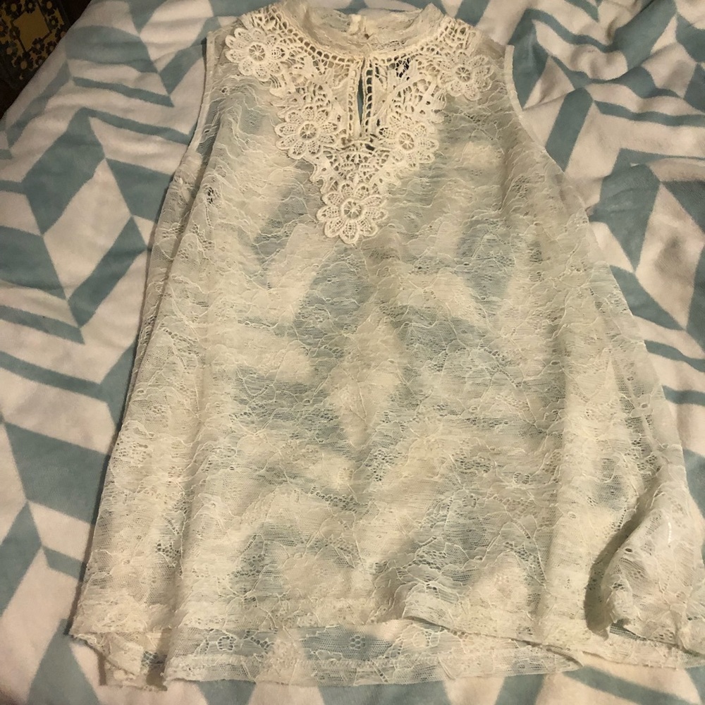White/beige lace tank top